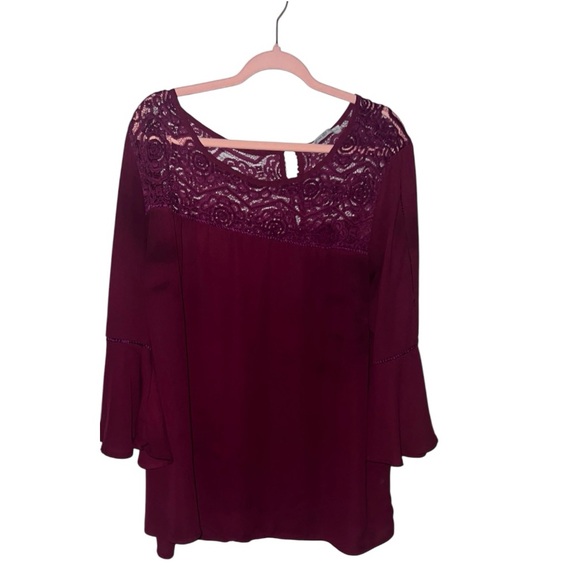 Signature Collection Tops - Elegant Lace Burgundy Women's Top